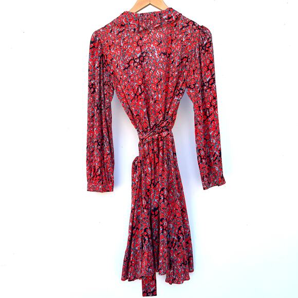 Maje Red Floral Ruffle Mini Dress - Picture 3 of 7